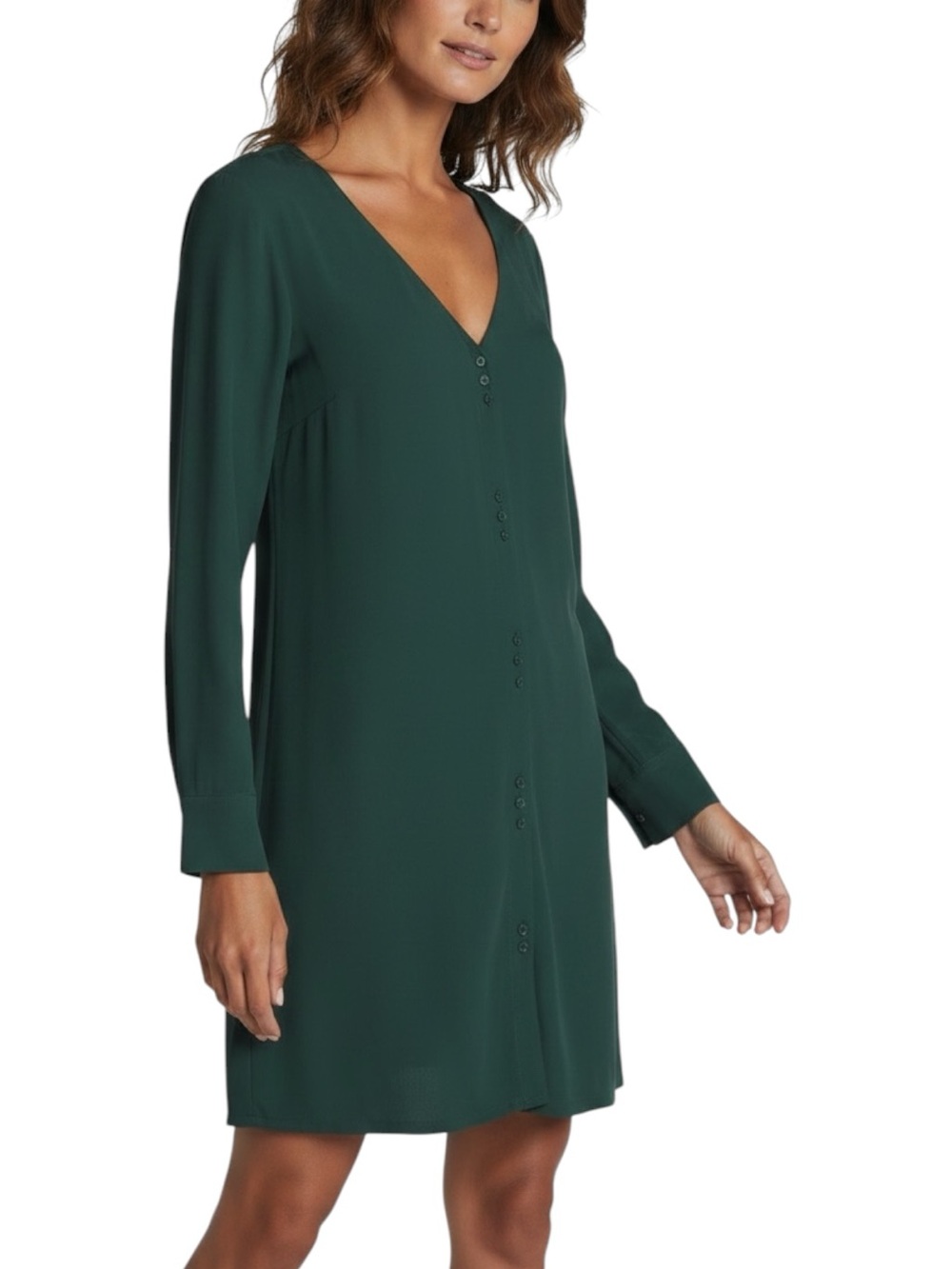 NWT MADEWELL Long Sleeve V-Neck Button Front Detail Dress Size Small